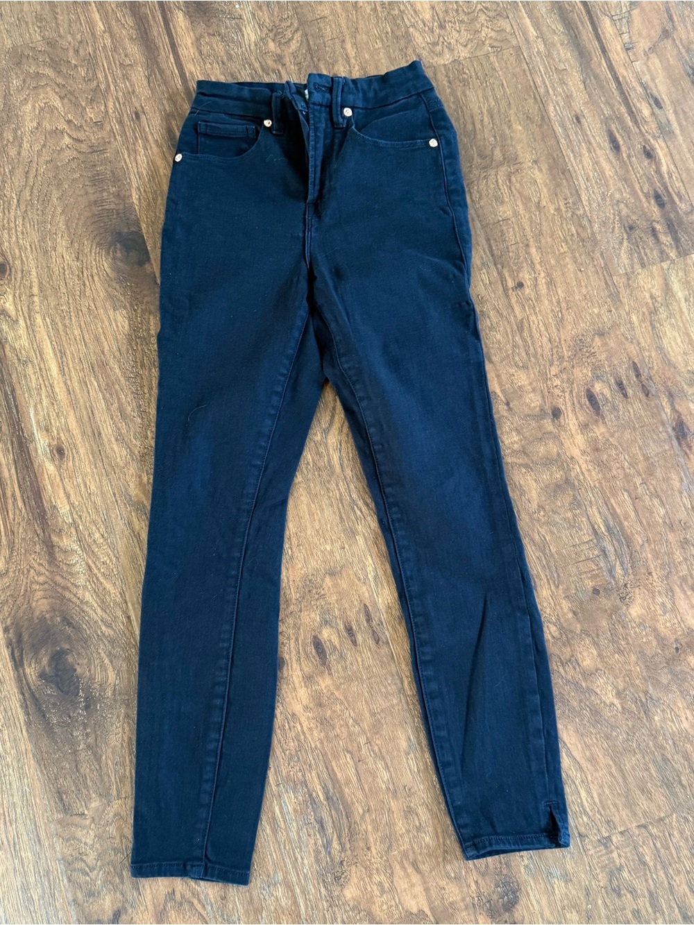 Good American Black Jeans/Pants Leggings side cut 00/24 LIKE NEW